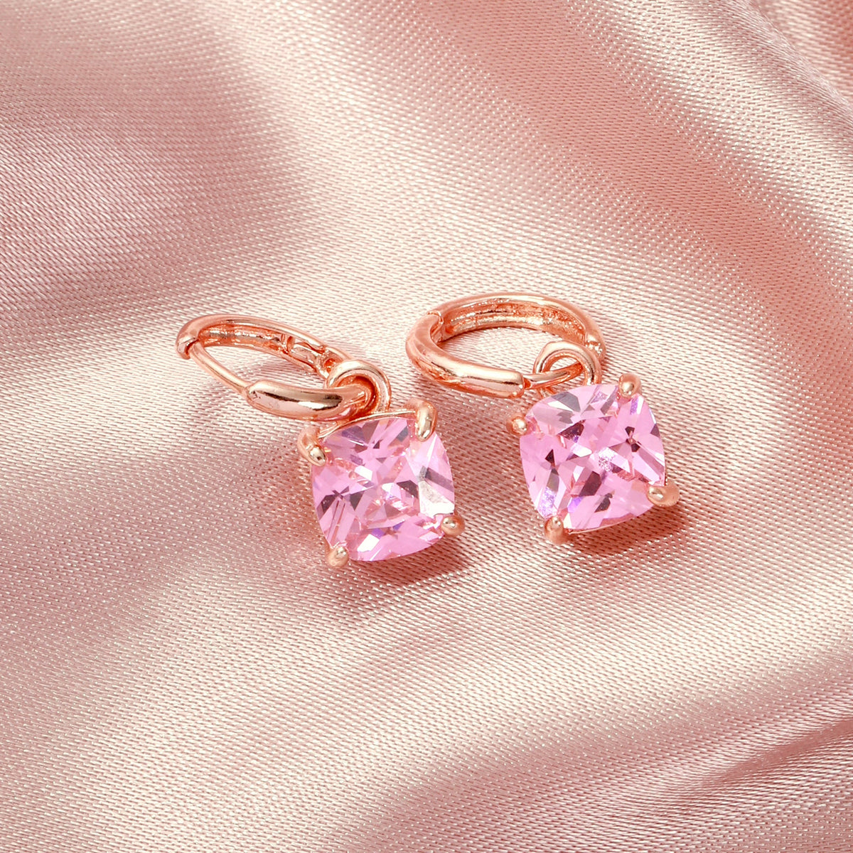 Pink Cushion Earring & Tennis Bracelet Set