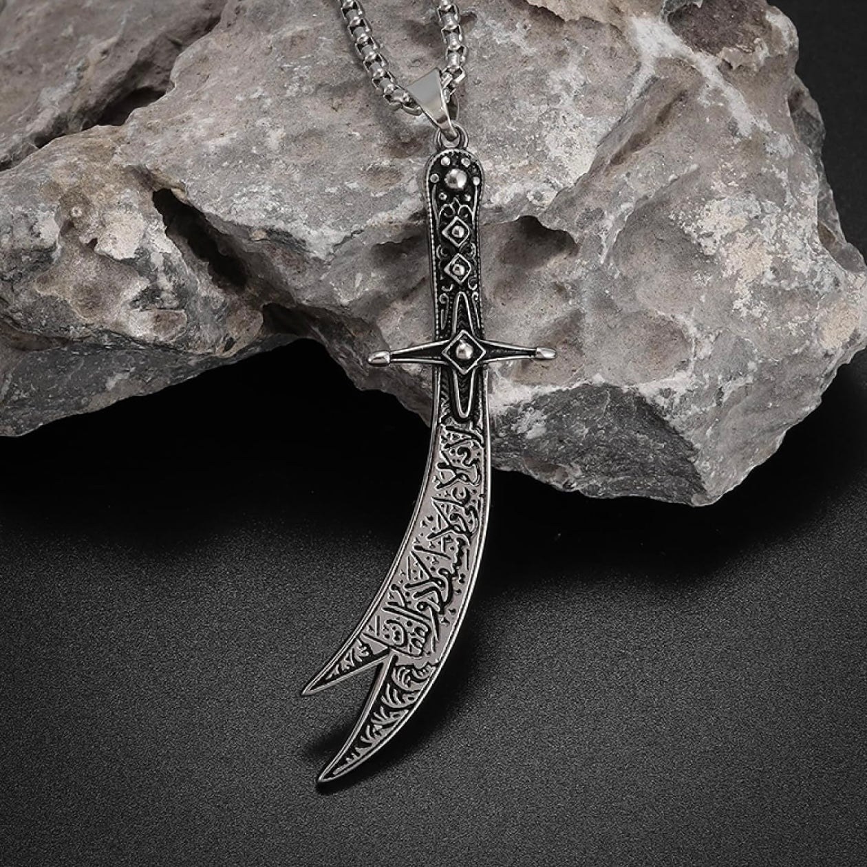 La-Fateh Illa Ali Zulfiqar Sword Pendant Necklace