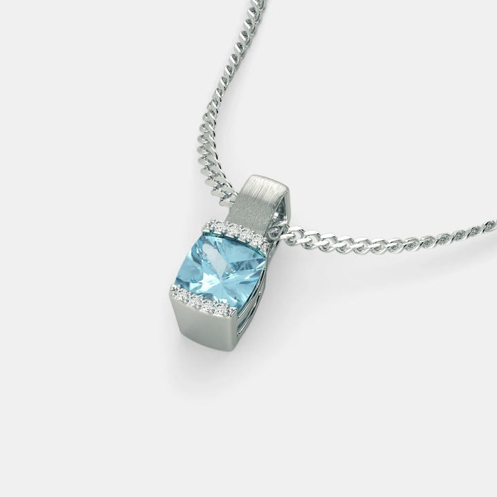 BLUE TOPAZ ZIRCON NECKLACE - 925 SILVER