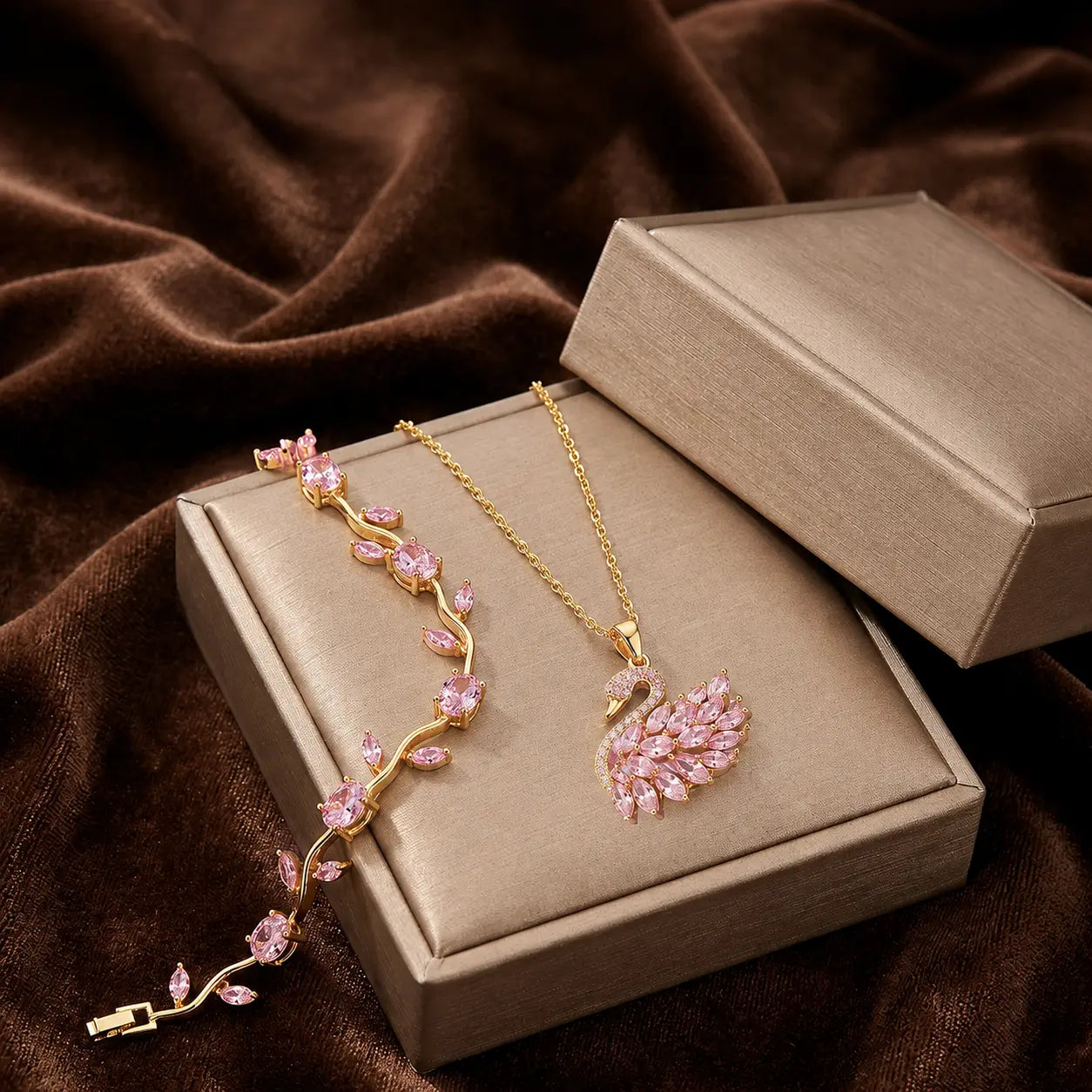 Viral Swan Necklace & Tulip Bracelet Combo