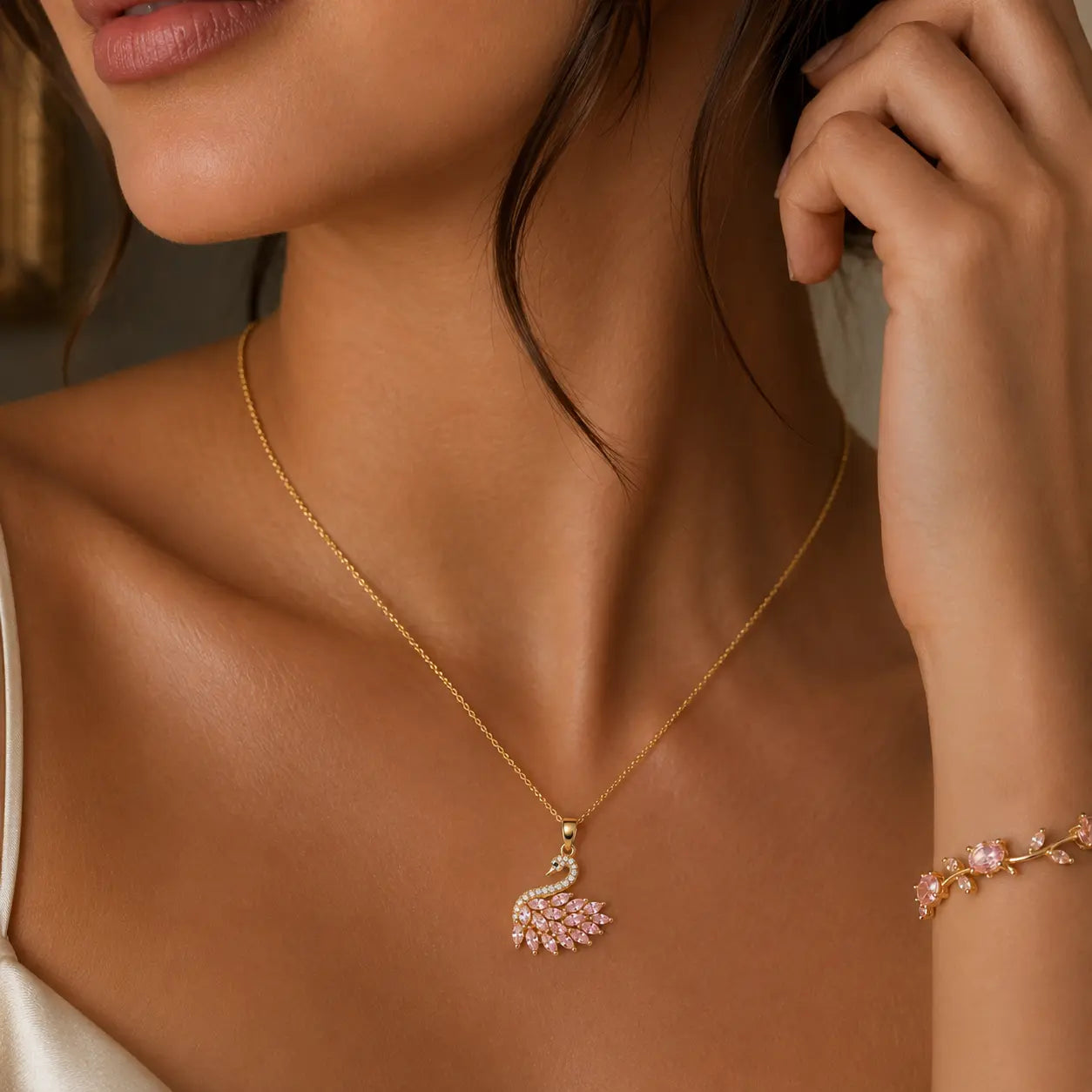 Viral Swan Necklace & Tulip Bracelet Combo