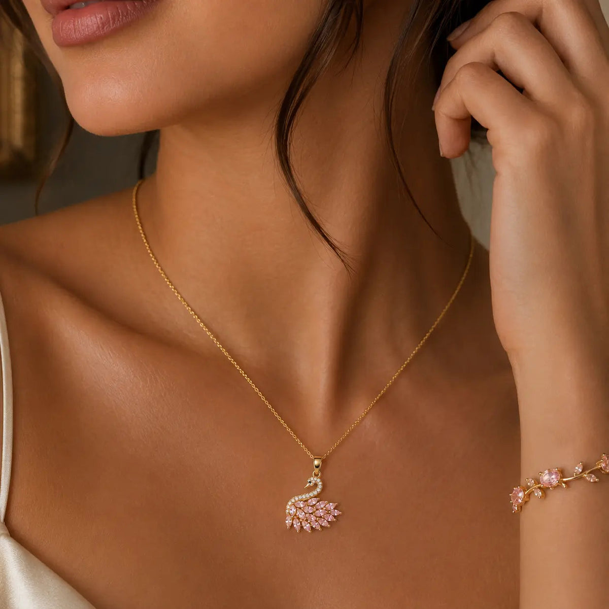 Viral Swan Necklace & Tulip Bracelet Combo