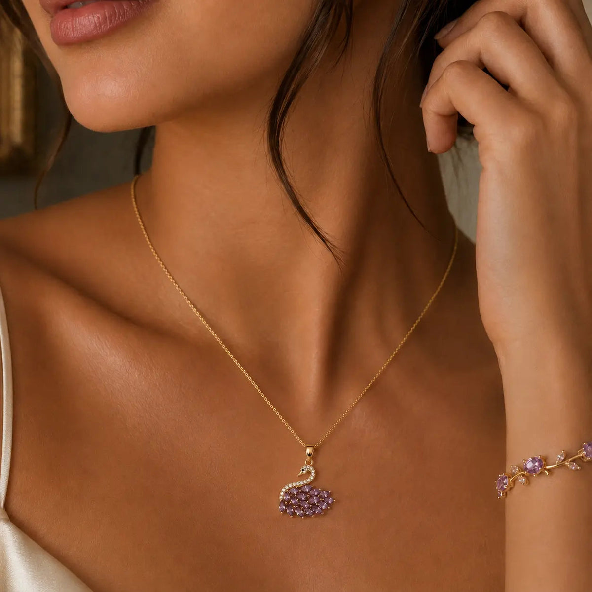 Viral Swan Necklace & Tulip Bracelet Combo