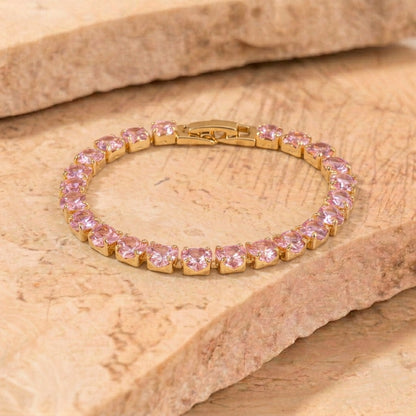 Pink Cushion Earring & Tennis Bracelet Set