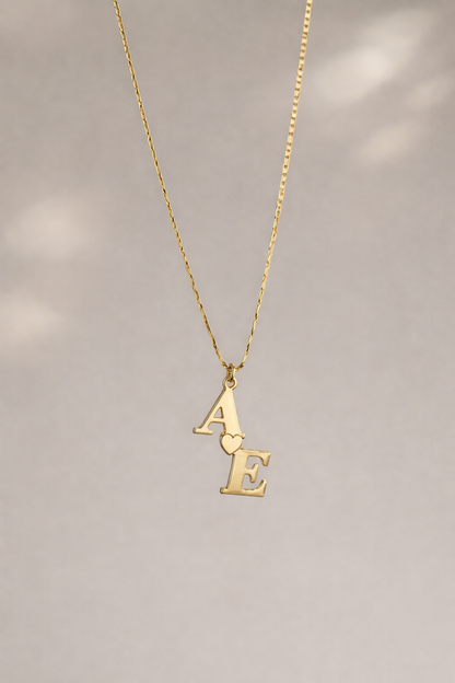 Twin Initial Charm Necklace