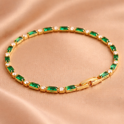 Multicolor Cascade Necklace & Emerald Bangle Set