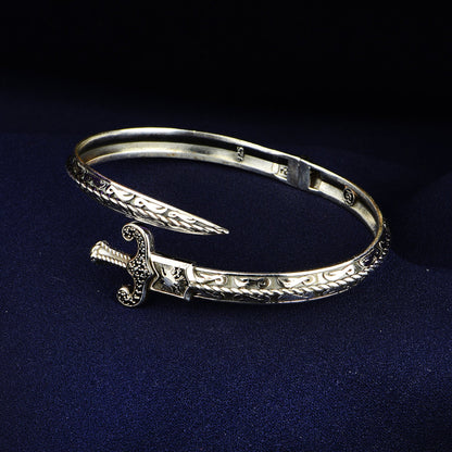 Silver Black Stone Sword Bracelet