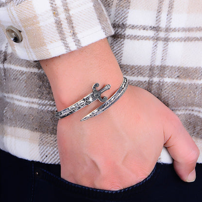 Silver Black Stone Sword Bracelet