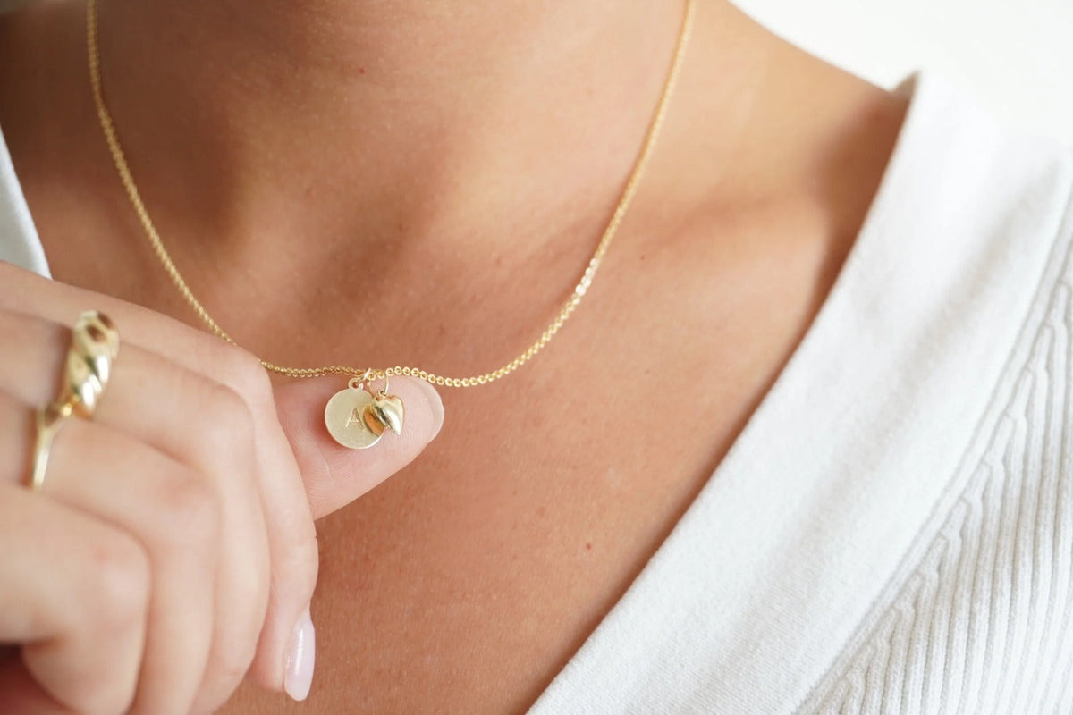 Initial Heart Charm Necklace