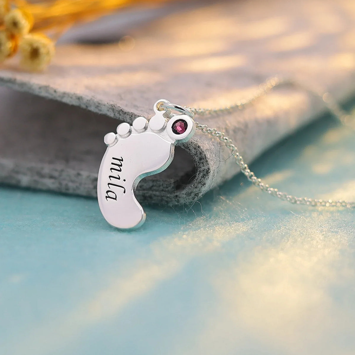 Baby Foot Print with Birthstone