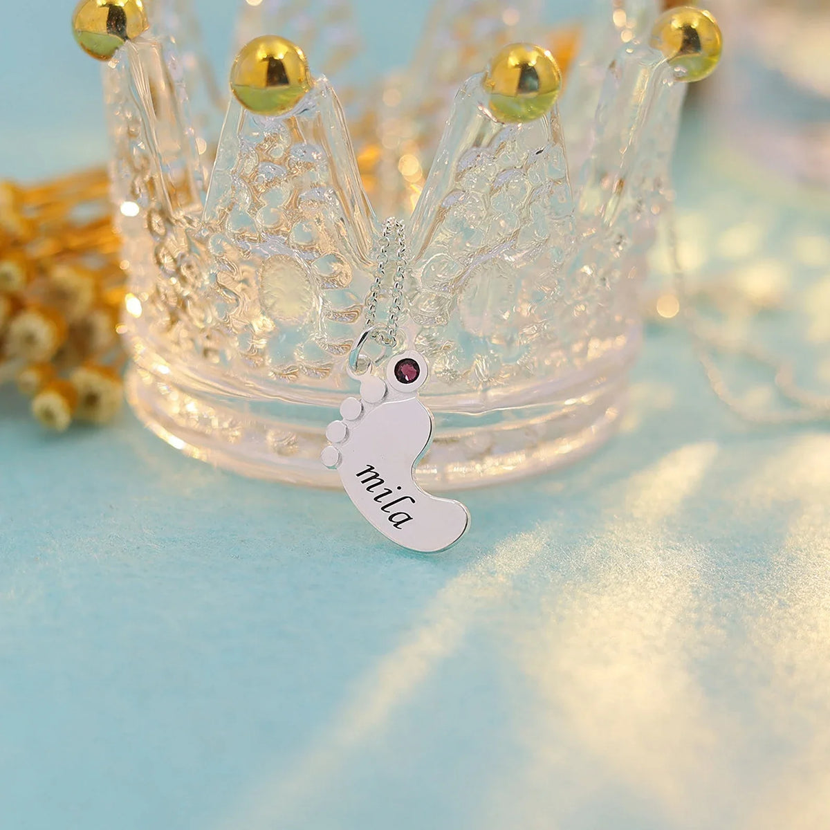 Baby Foot Print with Birthstone