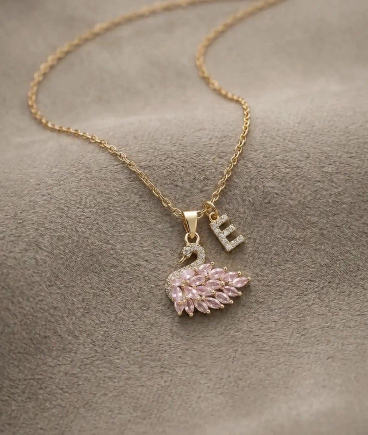 Swan Initial Necklace Custom Alphabet