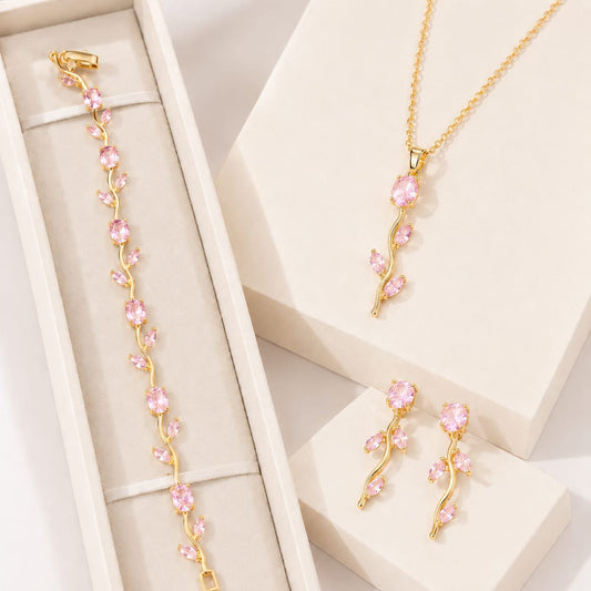 Tulip Necklace Set With Bracelet