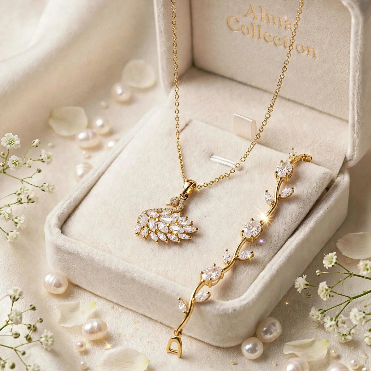 Viral Swan Necklace & Tulip Bracelet Combo