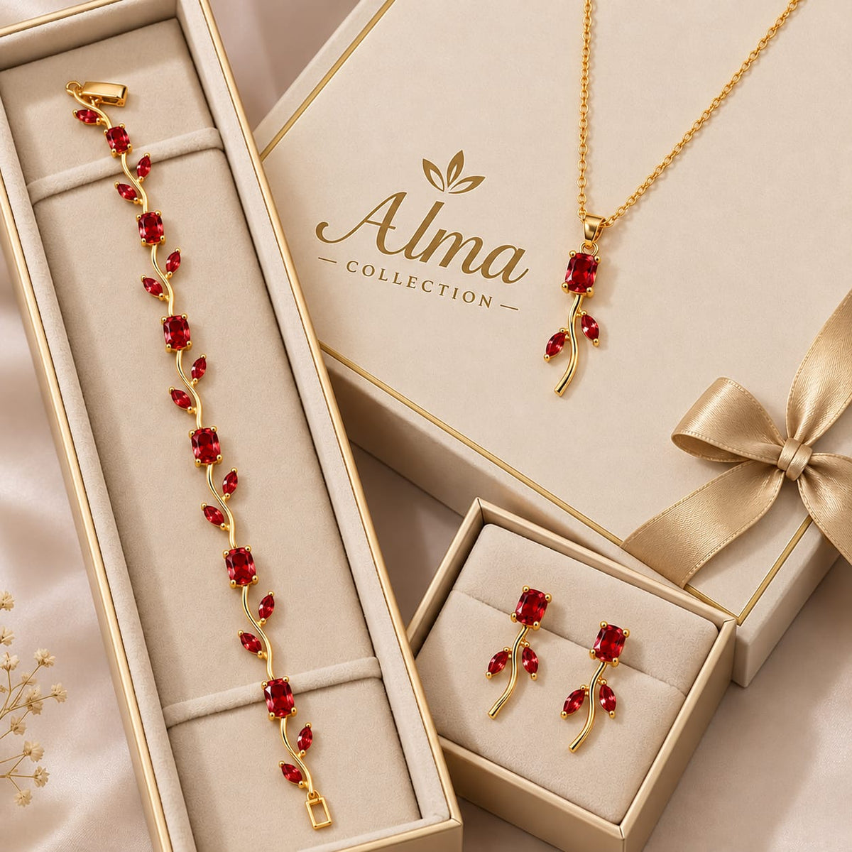 Tulip Necklace Set With Bracelet