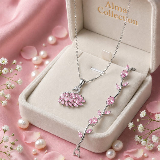 Viral Swan Necklace & Tulip Bracelet Combo