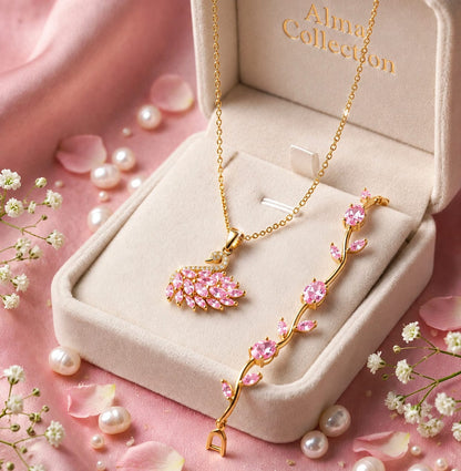 Viral Swan Necklace & Tulip Bracelet Combo