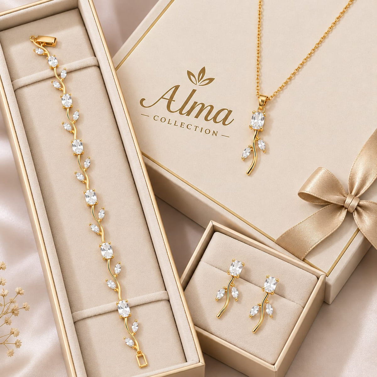 Tulip Necklace Set With Bracelet