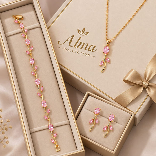 Tulip Necklace Set With Bracelet